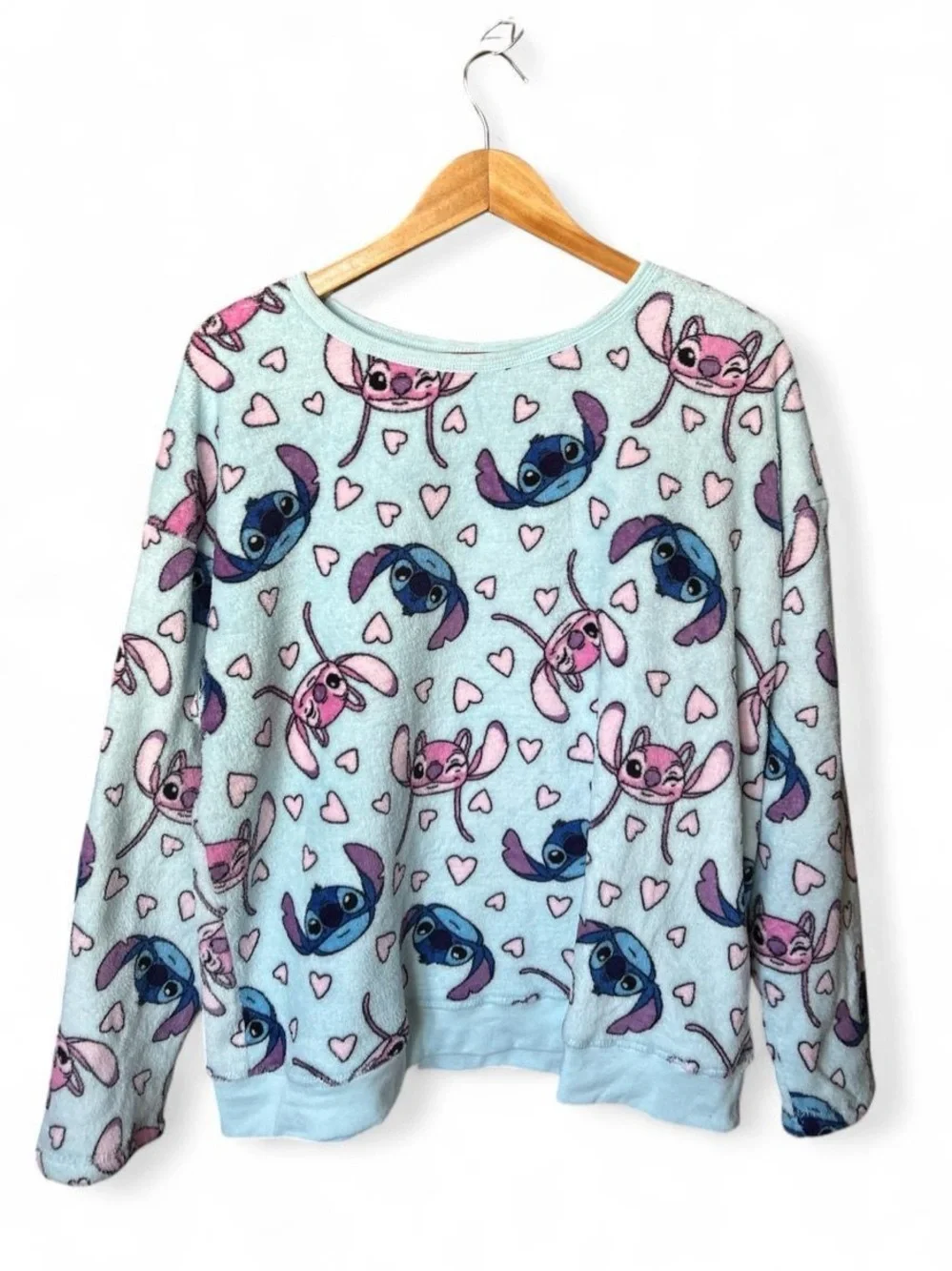 Disney Lilo & Stitch Fleece Pullover Sweatshirt Pastel Kawaii Warm Loungewear XL